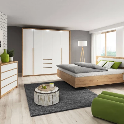 Kommode HELFIN – Kraft Eiche Gold/Weiß