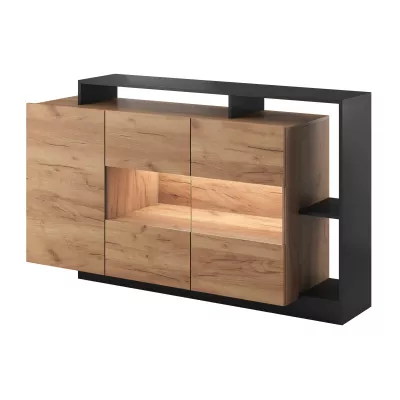 Glaskommode EUFALA – Kraft Eiche Gold/Anthrazit