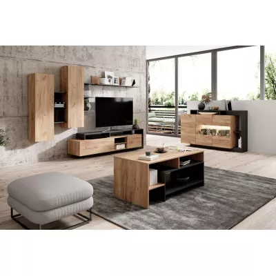 Glaskommode EUFALA – Kraft Eiche Gold/Anthrazit