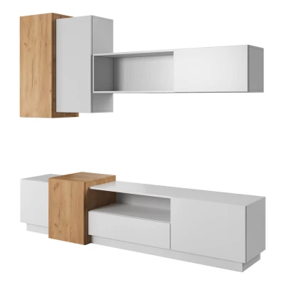 Wohnzimmerwand SYLVANIA – Kraft Eiche Gold/Weiß