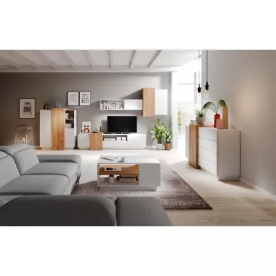 Wohnzimmerwand SYLVANIA – Kraft Eiche Gold/Weiß