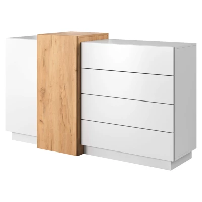 Kombinierte Kommode SYLVANIA – Gold-Kraft-Eiche / Weiß