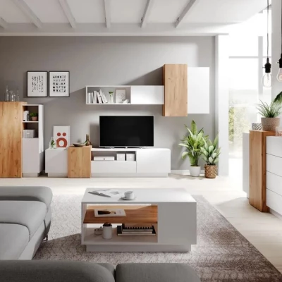 Kommode mit Türen SYLVANIA - Kraft Eiche Gold / Weiß
