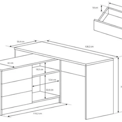 Eckschreibtisch LEROY - Graphit