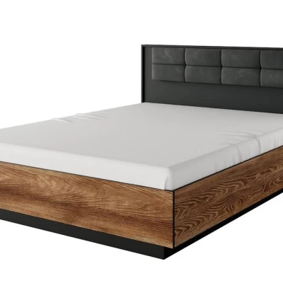 Schlafzimmer-Set mit Bett 160x200 CALERA - Kastanie/Anthrazit + GRATIS LED-Beleuchtung