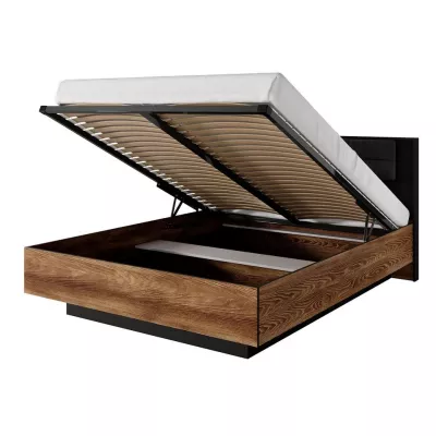 Schlafzimmer-Set mit Bett 160x200 CALERA - Kastanie/Anthrazit + GRATIS LED-Beleuchtung