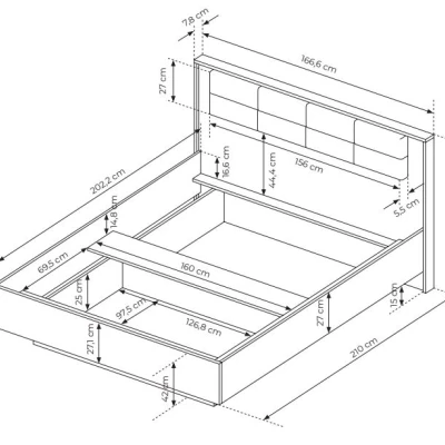 Schlafzimmer-Set mit Bett 160x200 CALERA - Kastanie/Anthrazit + GRATIS LED-Beleuchtung