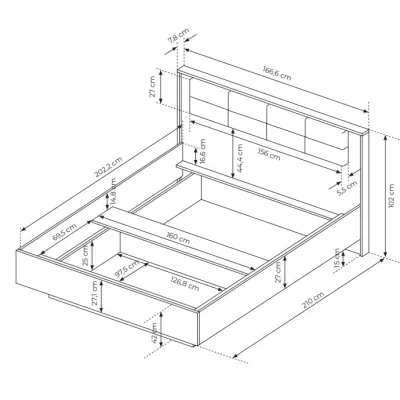 Schlafzimmer-Set mit Bett 160x200 CALERA - Kastanie/Anthrazit + GRATIS LED-Beleuchtung