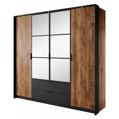 Schlafzimmer-Set mit Bett 160x200 CALERA - Kastanie/Anthrazit + GRATIS LED-Beleuchtung