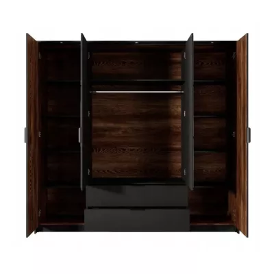 Schlafzimmer-Set mit Bett 160x200 CALERA - Kastanie/Anthrazit + GRATIS LED-Beleuchtung