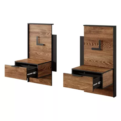 Schlafzimmer-Set mit Bett 160x200 CALERA - Kastanie/Anthrazit + GRATIS LED-Beleuchtung
