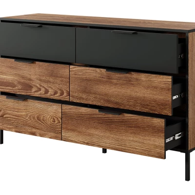 Schlafzimmer-Set mit Bett 160x200 CALERA - Kastanie/Anthrazit + GRATIS LED-Beleuchtung