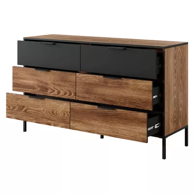 Schlafzimmer-Set mit Bett 160x200 CALERA - Kastanie/Anthrazit + GRATIS LED-Beleuchtung