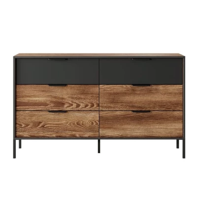 Schlafzimmer-Set mit Bett 160x200 CALERA - Kastanie/Anthrazit + GRATIS LED-Beleuchtung
