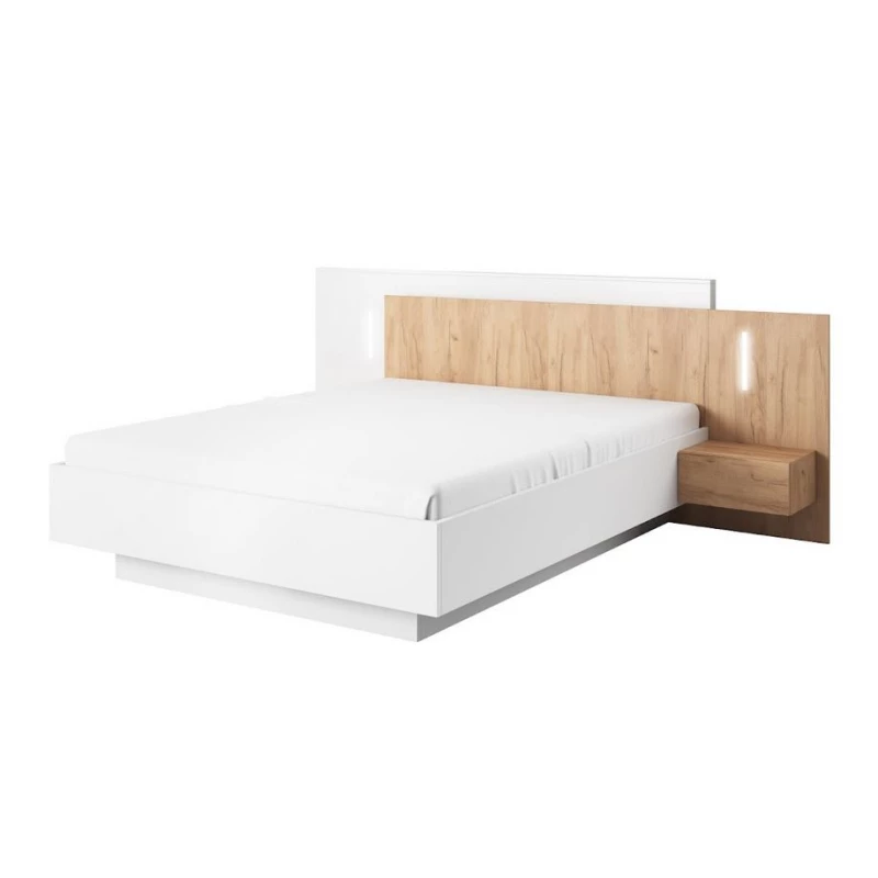 Schlafzimmermöbel mit Bett 160x200 SYLVANIA 2 - Kraft Eiche Gold/Weiß + GRATIS LED-Beleuchtung