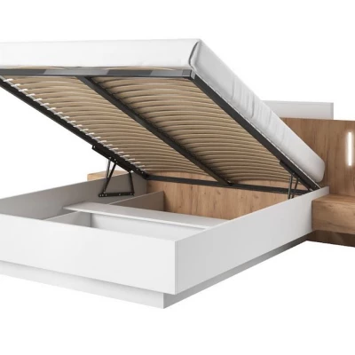 Schlafzimmermöbel mit Bett 160x200 SYLVANIA 2 - Kraft Eiche Gold/Weiß + GRATIS LED-Beleuchtung