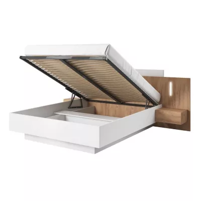 Schlafzimmermöbel mit Bett 160x200 SYLVANIA 2 - Kraft Eiche Gold/Weiß + GRATIS LED-Beleuchtung