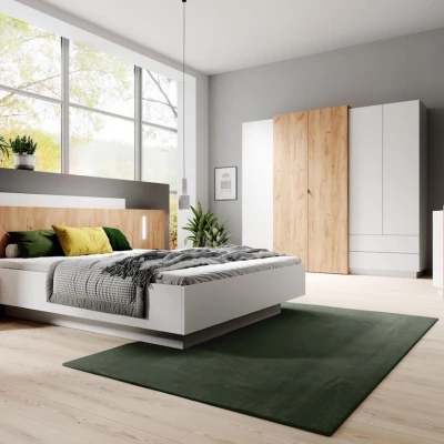 Schlafzimmermöbel mit Bett 160x200 SYLVANIA 2 - Kraft Eiche Gold/Weiß + GRATIS LED-Beleuchtung