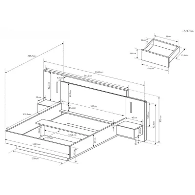 Schlafzimmer-Set mit Bett 160x200 SYLVANIA 1 - Kraft Eiche Gold / Weiß + GRATIS LED-Beleuchtung