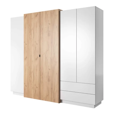 Schlafzimmer-Set mit Bett 160x200 SYLVANIA 1 - Kraft Eiche Gold / Weiß + GRATIS LED-Beleuchtung