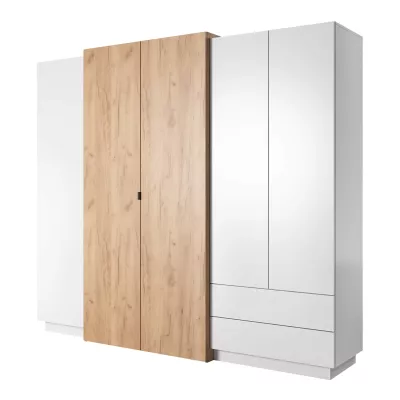 Schlafzimmer-Set mit Bett 160x200 SYLVANIA 1 - Kraft Eiche Gold / Weiß + GRATIS LED-Beleuchtung