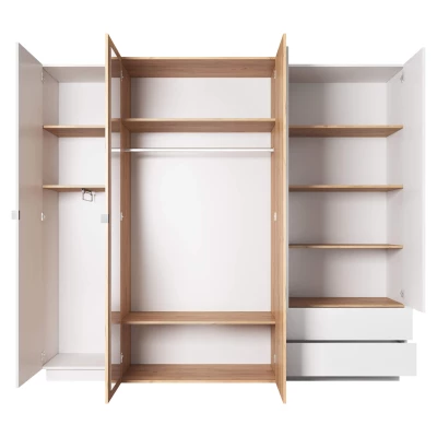Schlafzimmer-Set mit Bett 160x200 SYLVANIA 1 - Kraft Eiche Gold / Weiß + GRATIS LED-Beleuchtung