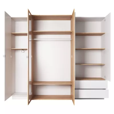 Schlafzimmer-Set mit Bett 160x200 SYLVANIA 1 - Kraft Eiche Gold / Weiß + GRATIS LED-Beleuchtung