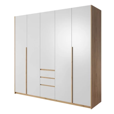 Schlafzimmer-Set mit Bett 160x200 HELFIN 1 - Kraft Eiche Gold/Weiß + GRATIS LED-Beleuchtung