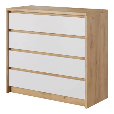 Schlafzimmer-Set mit Bett 160x200 HELFIN 1 - Kraft Eiche Gold/Weiß + GRATIS LED-Beleuchtung