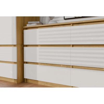 Breite Schubladenkommode TAAVI – Artisan Eiche / Weiß