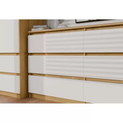 Breite Schubladenkommode TAAVI – Artisan Eiche / Weiß