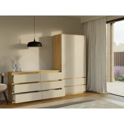 Breite Schubladenkommode TAAVI – Artisan Eiche/Kaschmir