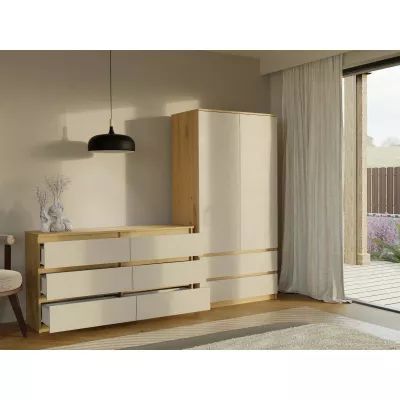 Breite Schubladenkommode TAAVI – Artisan Eiche/Kaschmir