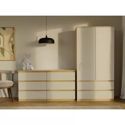 Breite Schubladenkommode TAAVI – Artisan Eiche/Kaschmir