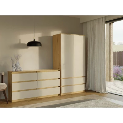 Breite Schubladenkommode TAAVI – Artisan Eiche/Kaschmir