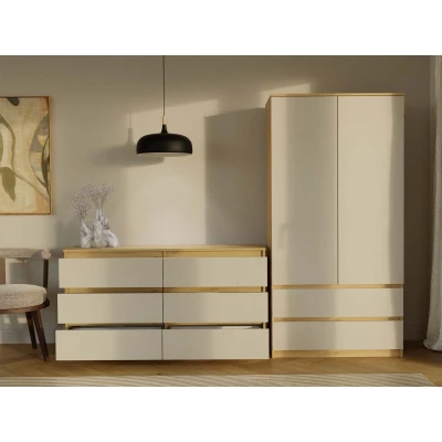 Breite Schubladenkommode TAAVI – Artisan Eiche/Kaschmir