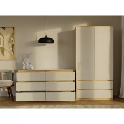 Breite Schubladenkommode TAAVI – Artisan Eiche/Kaschmir