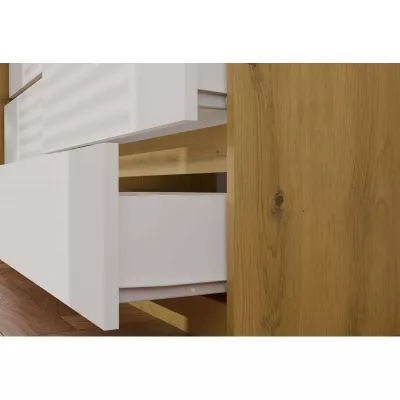 Breite Kommode TAAVI – Artisan Eiche / Weiß