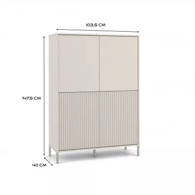 Viertüriger Regalschrank 104 cm ELBA - Kaschmir
