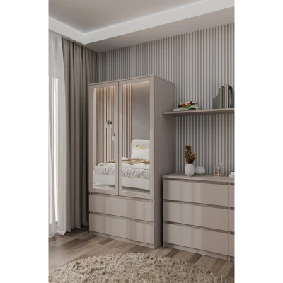Flurgarderobe 90 cm mit Spiegel TAAVI - grau