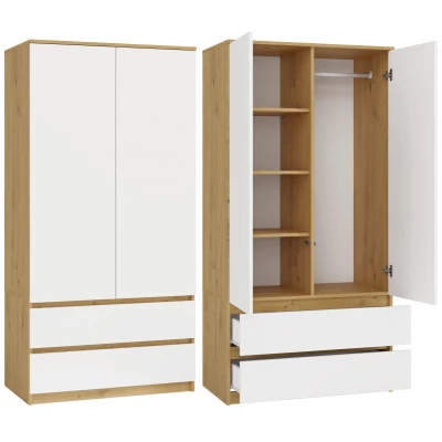 Flurgarderobe 90 cm TAAVI - Artisan Eiche / Weiß