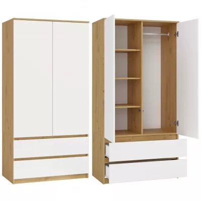 Flurgarderobe 90 cm TAAVI - Artisan Eiche / Weiß