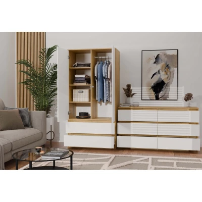 Flurgarderobe 90 cm TAAVI - Artisan Eiche / Weiß