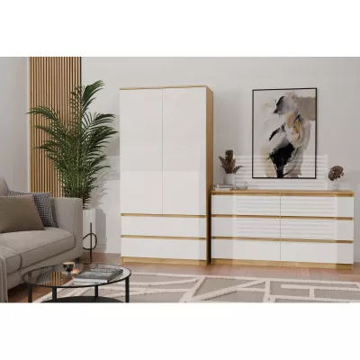 Flurgarderobe 90 cm TAAVI - Artisan Eiche / Weiß