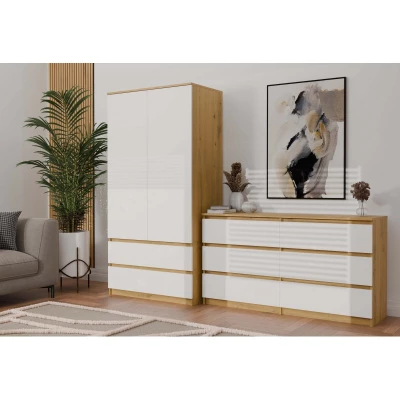 Flurgarderobe 90 cm TAAVI - Artisan Eiche / Weiß