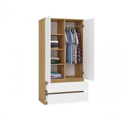 Flurgarderobe 90 cm TAAVI - Artisan Eiche / Weiß