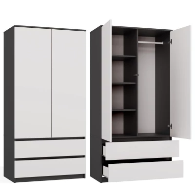 Flurgarderobe 90 cm TAAVI - anthrazit/weiß