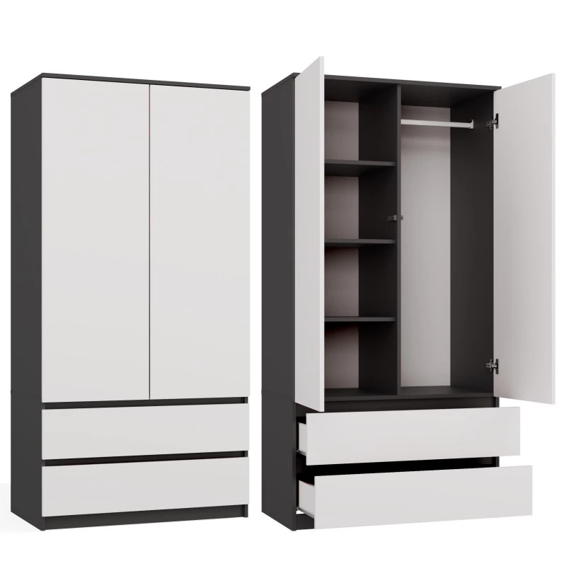 Flurgarderobe 90 cm TAAVI - anthrazit/weiß