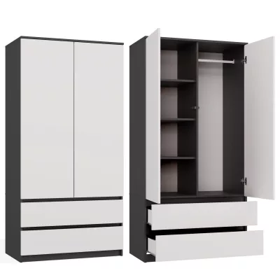 Flurgarderobe 90 cm TAAVI - anthrazit/weiß