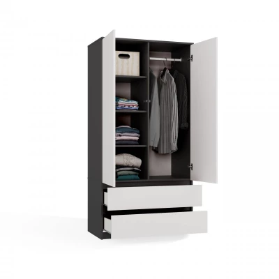 Flurgarderobe 90 cm TAAVI - anthrazit/weiß